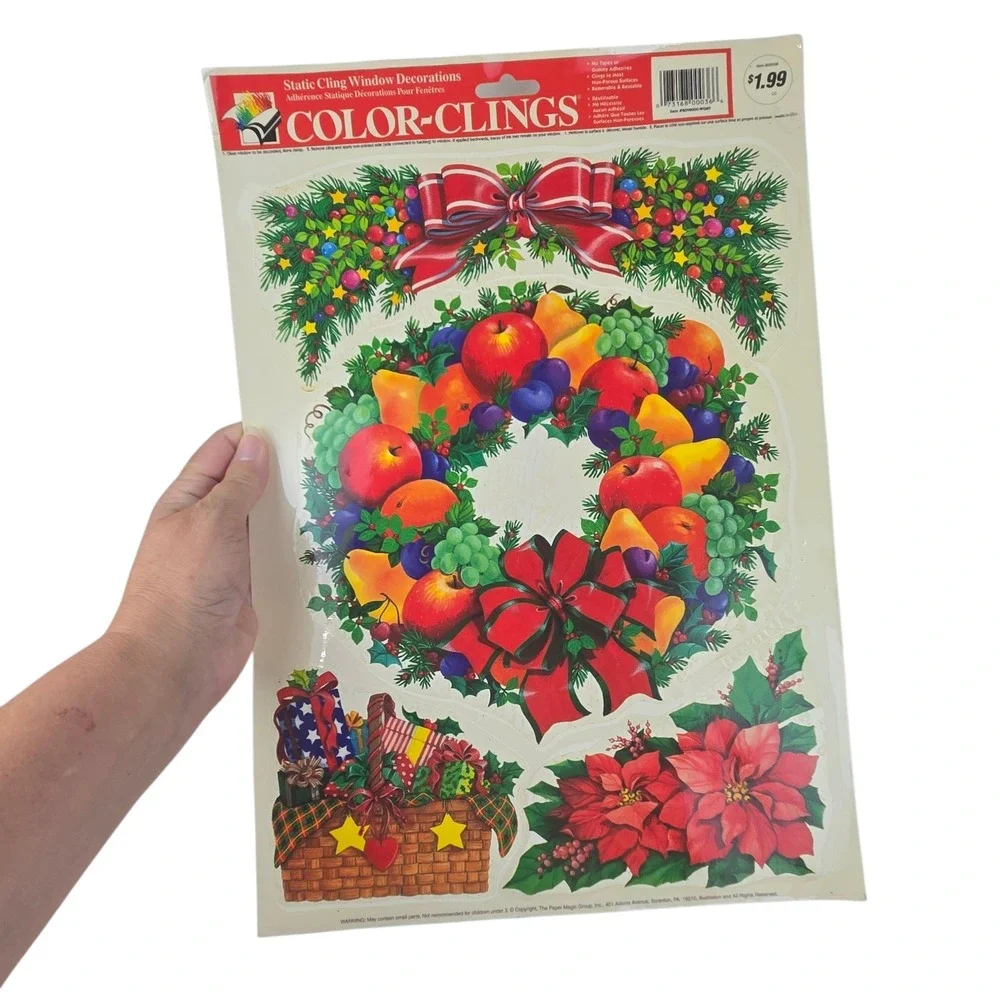 Lot of 9 Color Clings Christmas Window Decorations Reusable Vtg 2000s READ